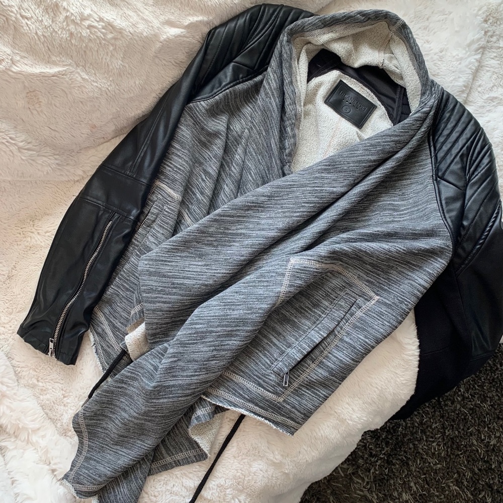 Dating and Waiting Leather and Cotten Open Jacket